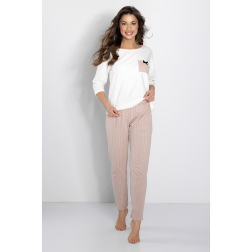 Piżama Eliza Ecru-Powder Pink, L