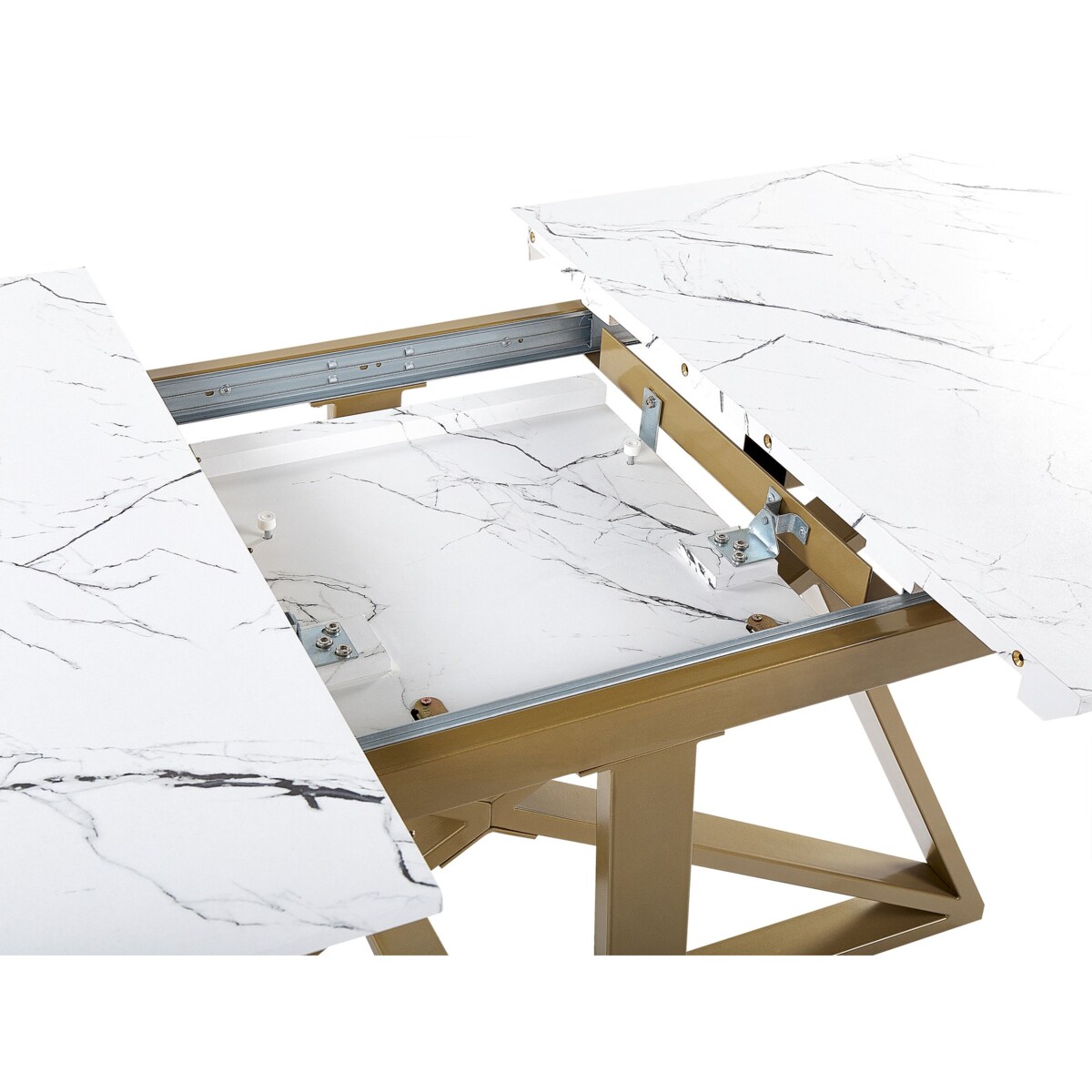 Stół do jadalni rozkładany 160/200 x 90 cm efekt marmuru ze złotym MAXIMUS