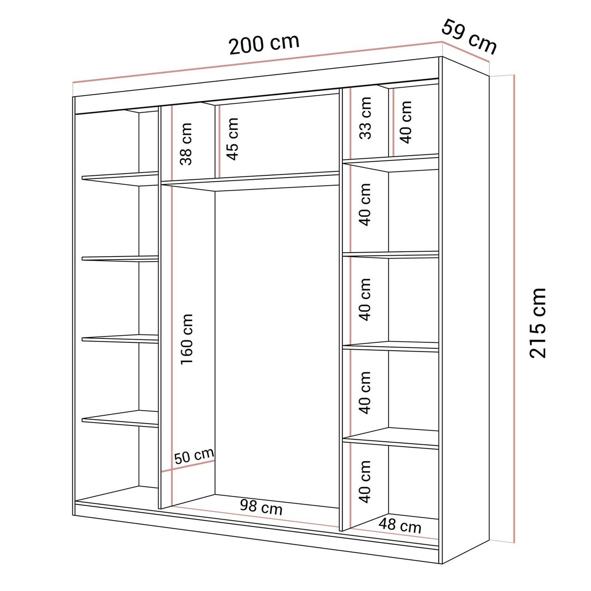 Szafa przesuwna AURIS 200cm, biała