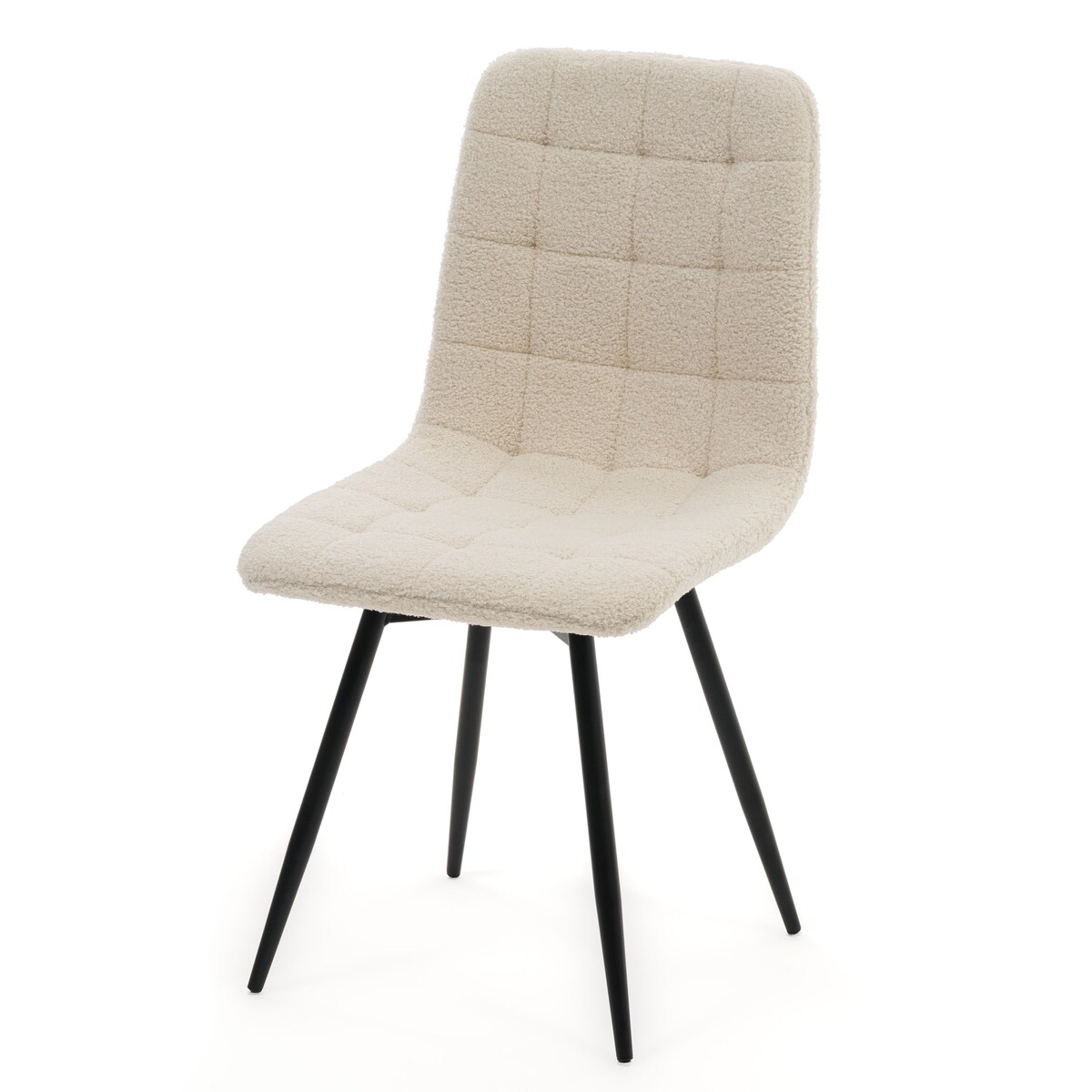 Krzesło tapicerowane obrotowe do salonu ARCO jasnobeżowy boucle