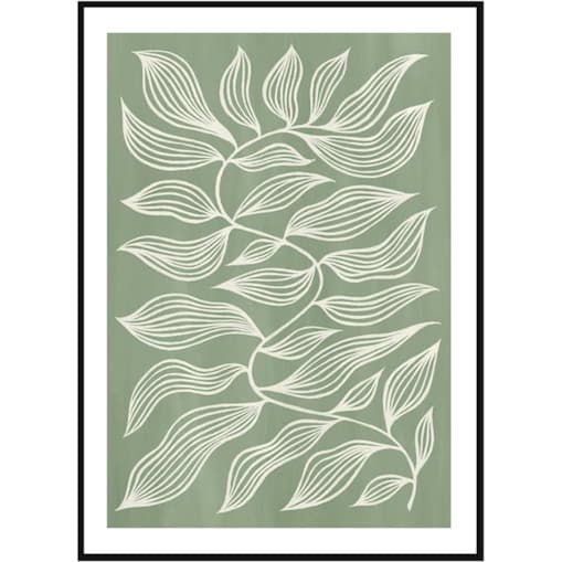 Poster Story, Plakat, Obraz - Zielone Graficzne Liście, wymiary 50 x 70 cm