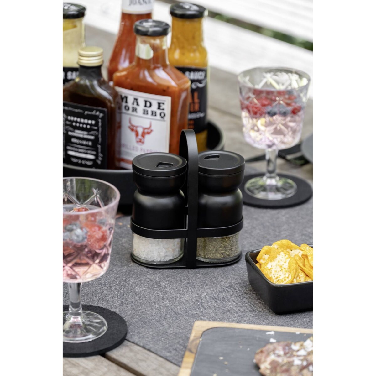 Solniczka i pieprzniczka na metalowym stojaku, Melli, WENKO