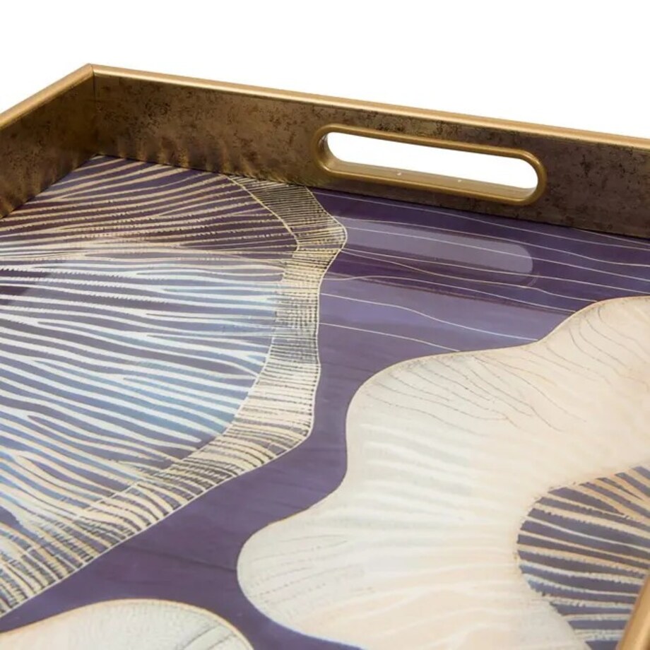 Taca dekoracyjna z motywem kwiatowo-marmurowym, Elya, 43x30 cm