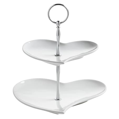 Etażerka Heart 2-poziomowa, biała, 21 cm x 23 cm