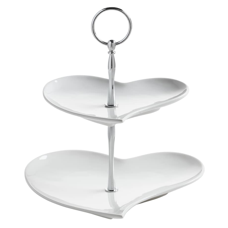 Etażerka Heart 2-poziomowa, biała, 21 cm x 23 cm