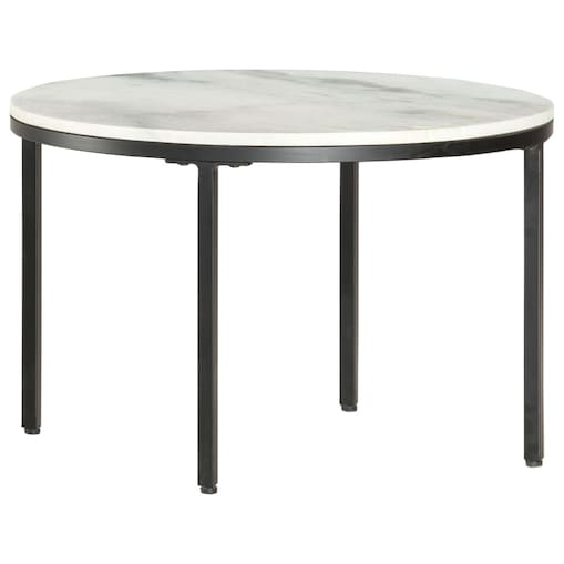 vidaXL Stolik kawowy, biało-czarny, Ø65 cm, prawdziwy marmur