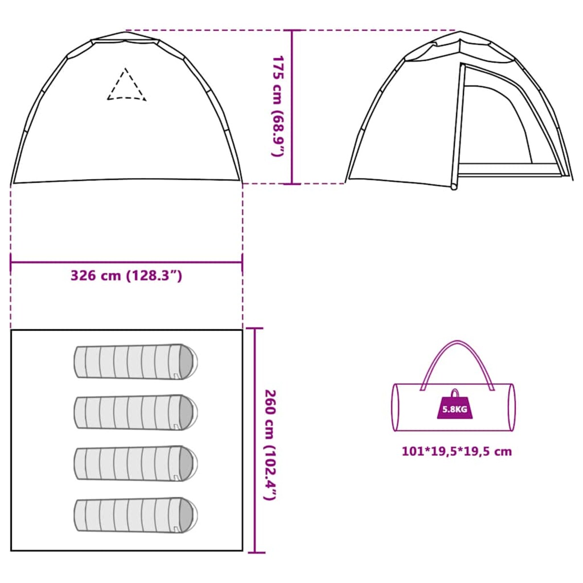 vidaXL Namiot 4-os., szaro-pomarańczowy, szybkie rozkładanie