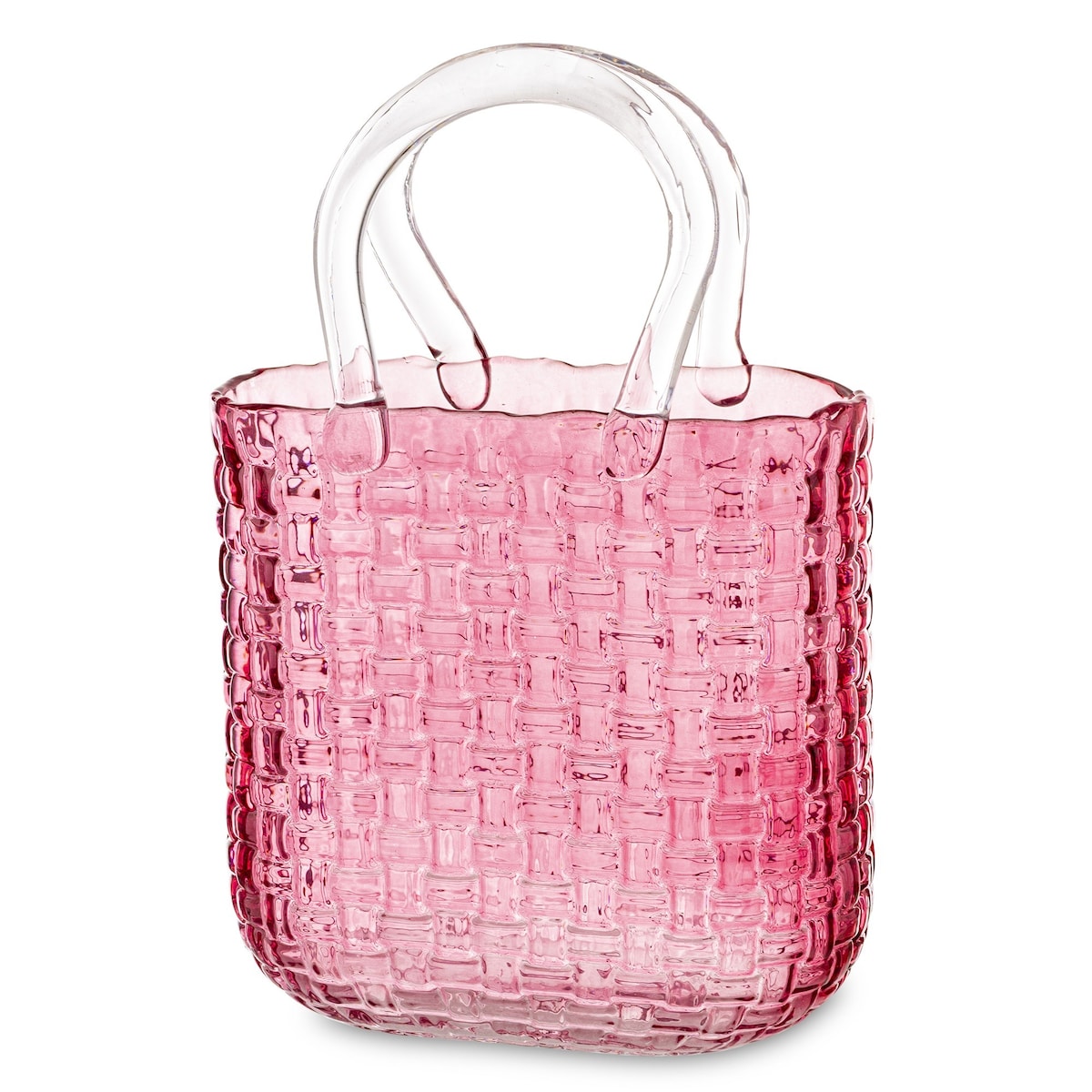 Wazon szklany 28x19x11 cm TORBA-3A różowa z transparentnymi uchwytami