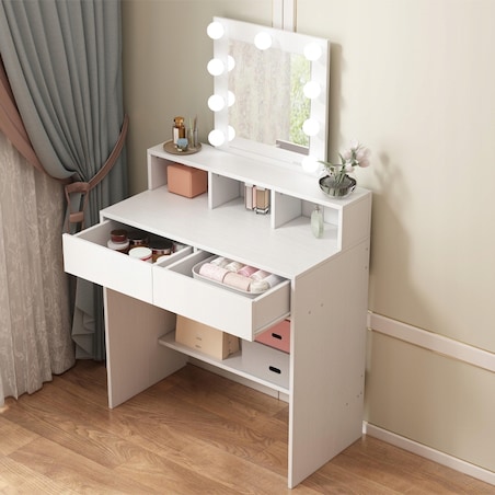 Toaletka z lustrem led do makijażu wizażu kosmetyczna nowoczesna loft 80 cm