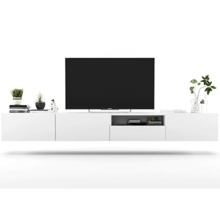 Szafka RTV Loft Wisząca Biały MAT Komoda RTV Szuflada 240 cm