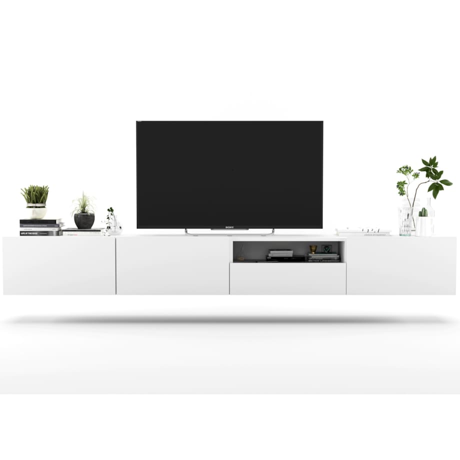 Szafka RTV Loft Wisząca Biały MAT Komoda RTV Szuflada 240 cm