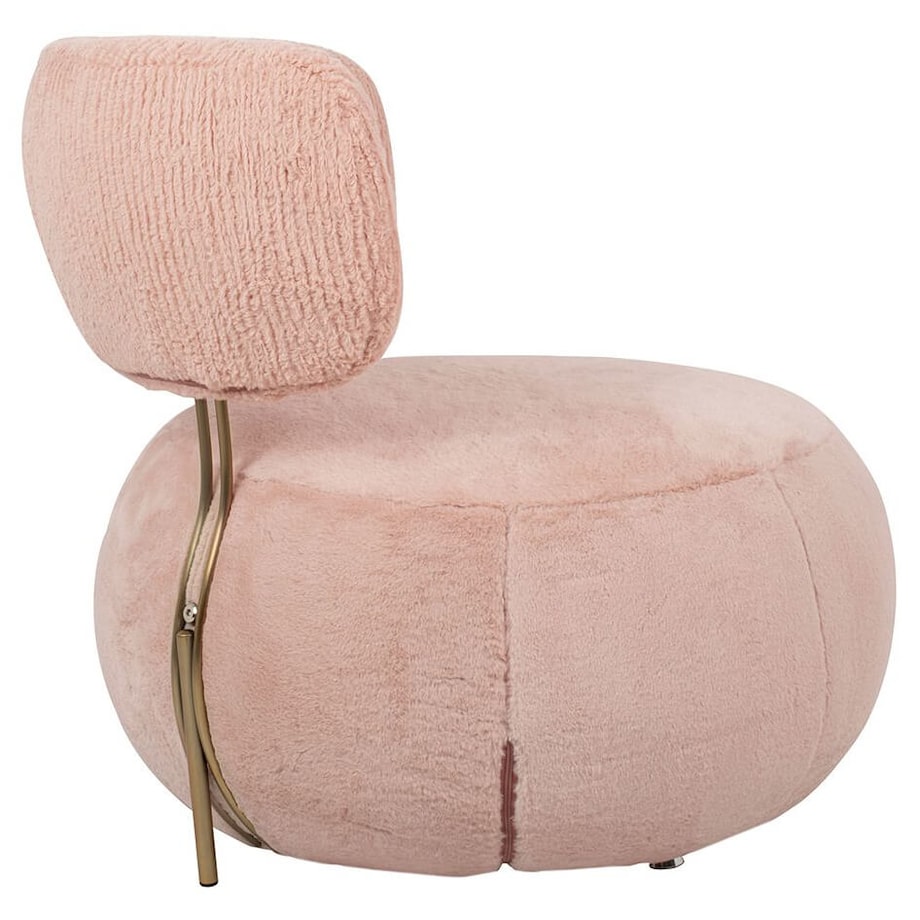 Tapicerowany fotel Low Teddy Pink różowy do sypialni, King Home