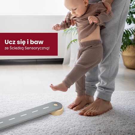 Ścieżka Sensoryczna Drewniana, Balance Beam, 6 elementów, Biała