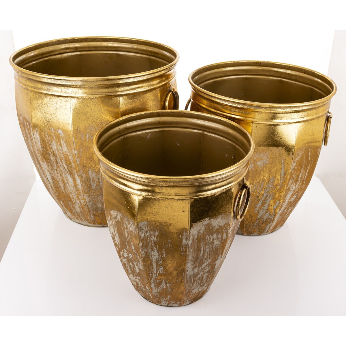 Osłonka metalowa 3 szt. 43,5x41x41 i 39x36x36 i 36x31x31 cm ANVLOP-2 złota
