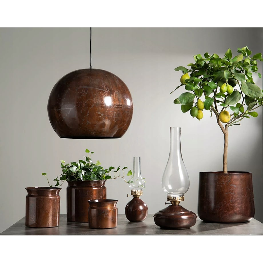 LAMPA KULA WISZĄCA STYL LOFT RDZAWY BRĄZ śr. 45cm
