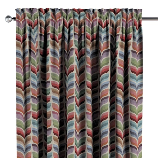 Zasłona na kanale z grzywką 1 szt. 130x260 różowo-niebieski motyw roślinny