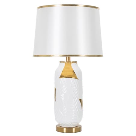 Lampa stołowa, kolor złoty i biały, ceramika, żelazo i tkanina, 40 x 40 x 70 cm, 1 x E27, max. 40 W, do salonu i sypialni, Mauro Ferretti