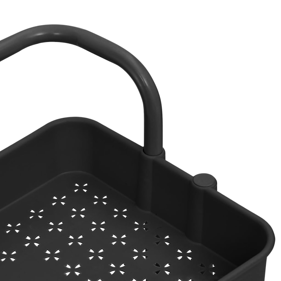 vidaXL 3-poziomowy wózek kuchenny, czarny, 42x35x85 cm, żelazo i ABS