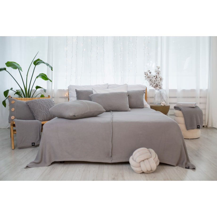 Poszewka brytyjska kwadratowa szara, 50 x 50 cm, La Manta