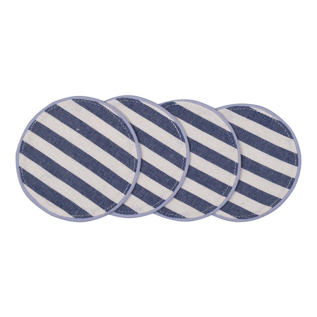 Mini dwustronne podkładki w stylu francuskim Toile de Jouy Blue & Stripes – komplet 4 szt.