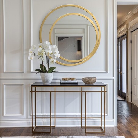 Okrągłe lustro w lustrze w podwójnej ramie mdf - JASMIN