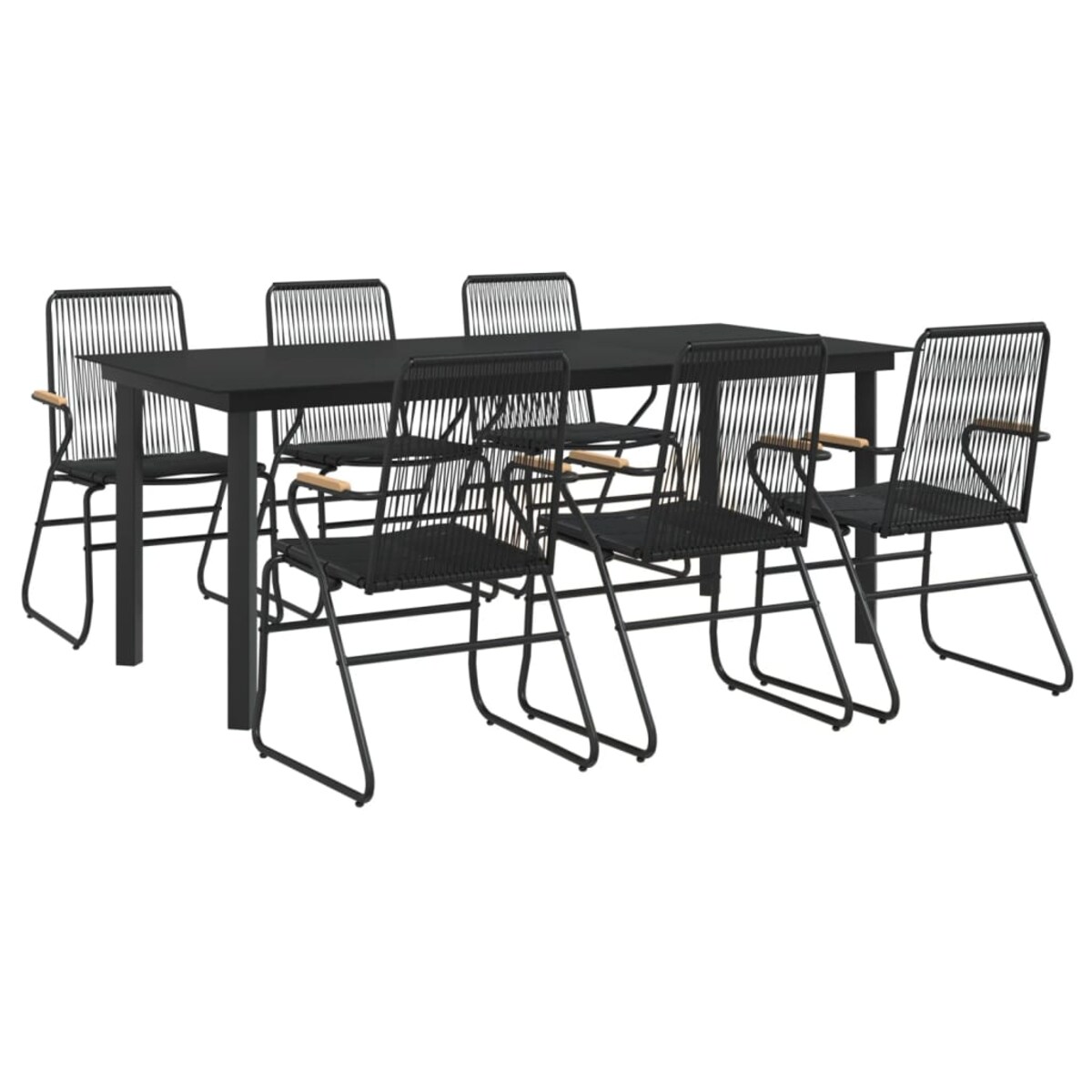 vidaXL 7-częściowy zestaw mebli ogrodowych, czarny, rattan PVC