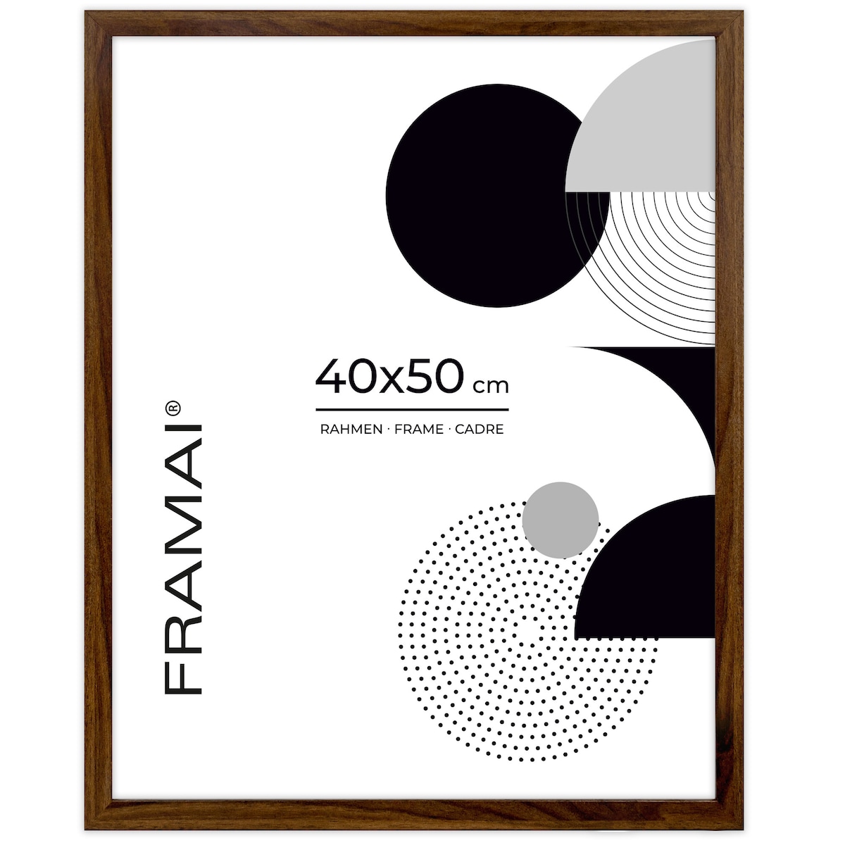 Ramka na zdjęcia 40x50 cm brązowa rama MDF z plexi do powieszenia pion poziom klasyczna prostokątna ramka FRAMAI