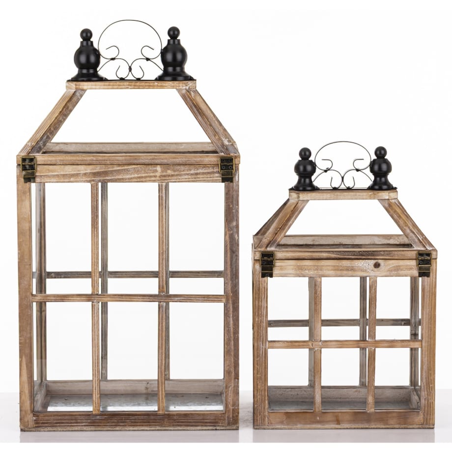 Lampion drewniany komplet 2 szt. brązowy 57x30x21 cm LATERNE