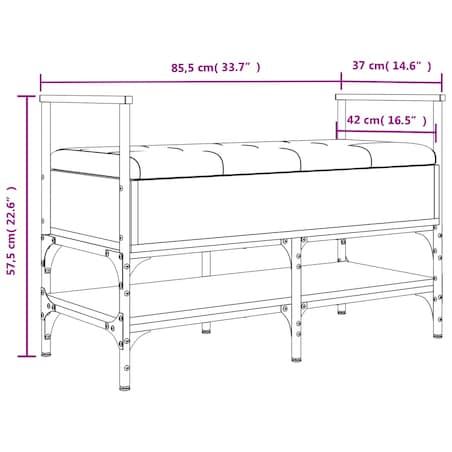 vidaXL Ławka na buty, czarna, 85,5x42x57,5 cm, materiał drewnopochodny