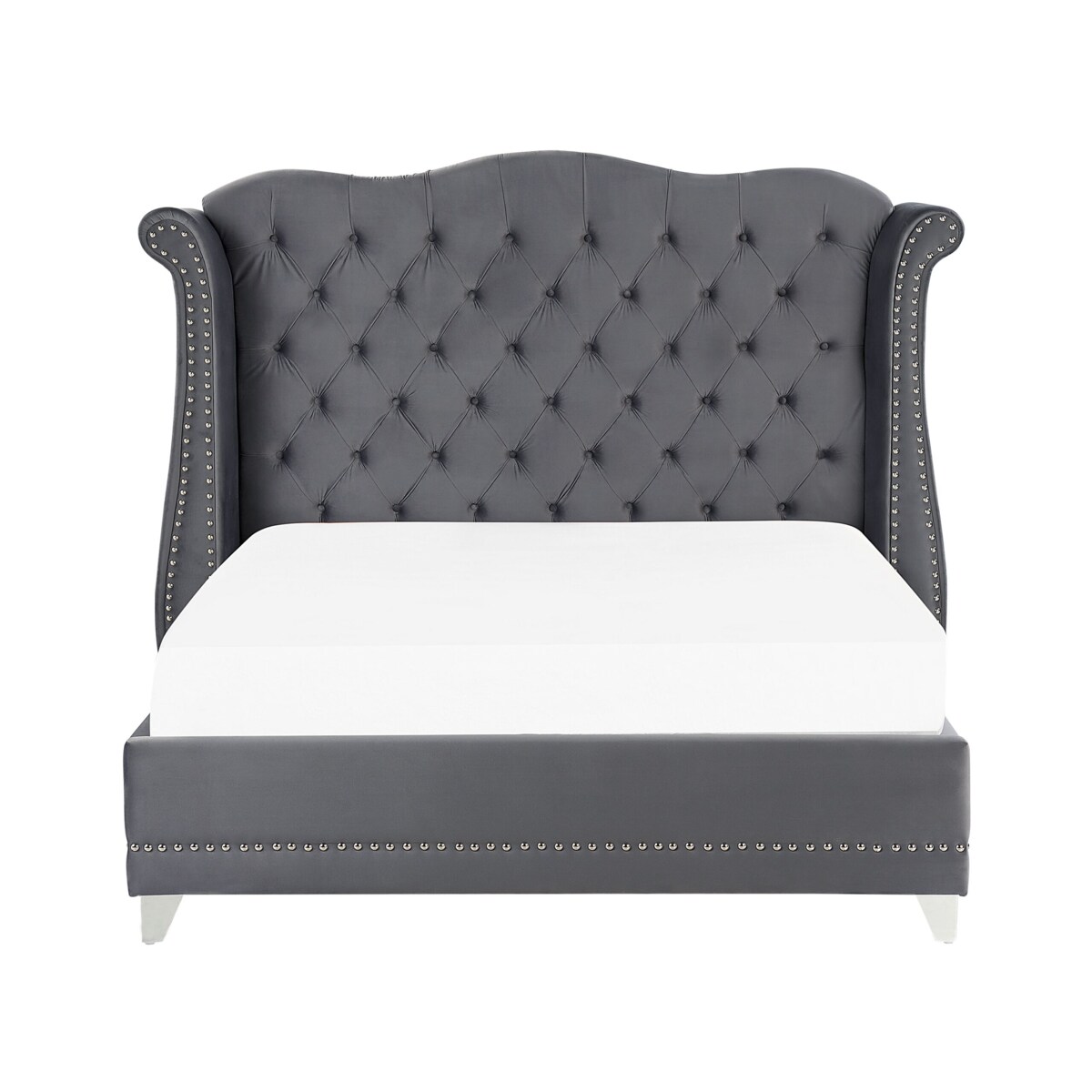 Łóżko welurowe 180 x 200 cm szare AYETTE