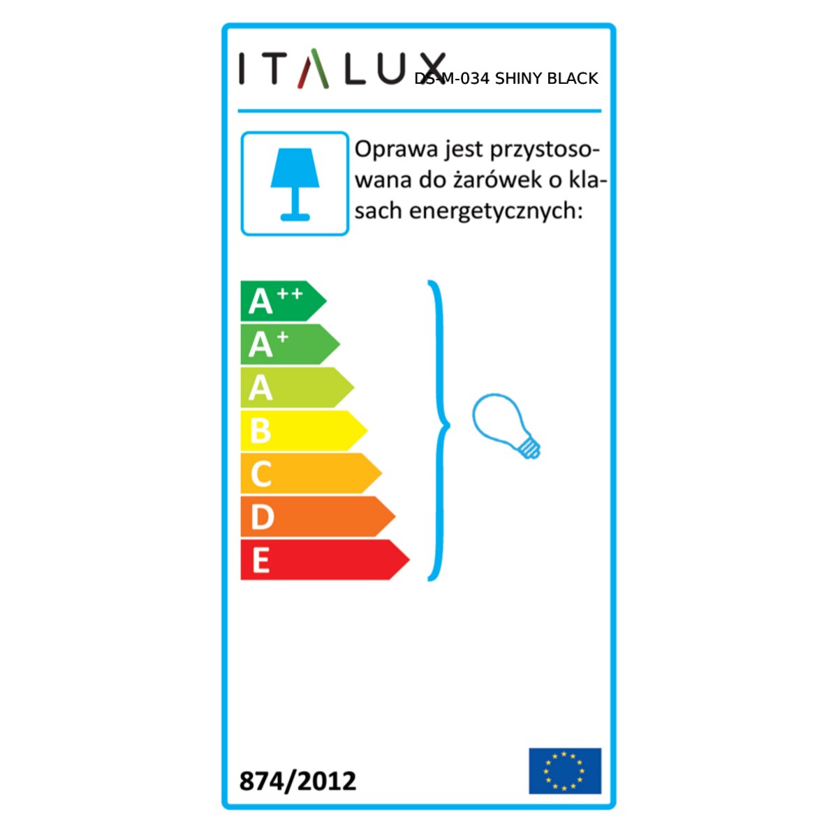 Industrialna LAMPA wisząca CLASSO DS-M-034 SHINY BLACK Italux przewód OPRAWKA metalowa ZWIS loft czarny błyszczący