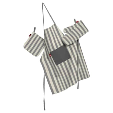 Komplet kuchenny fartuch,rękawica i łapacz, szaro-białe pasy (1,5cm), kpl, Quadro