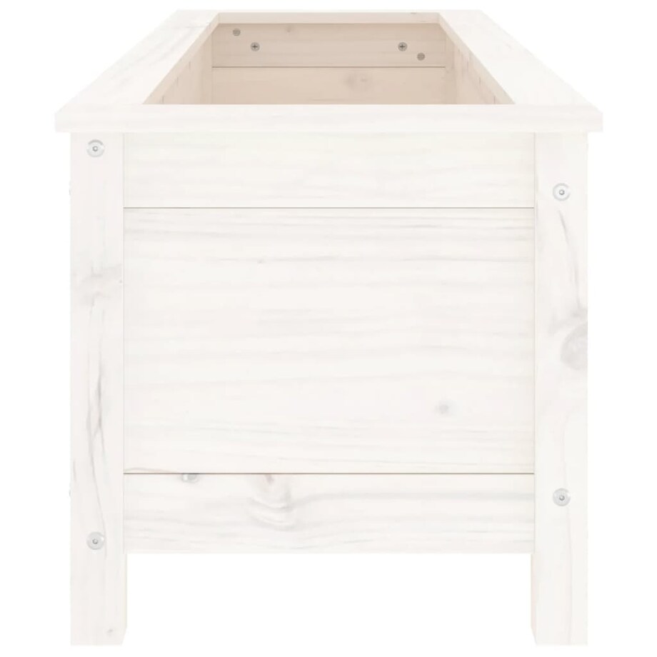 vidaXL Donica ogrodowa na nóżkach, biała, 119,5x40x39 cm, sosna