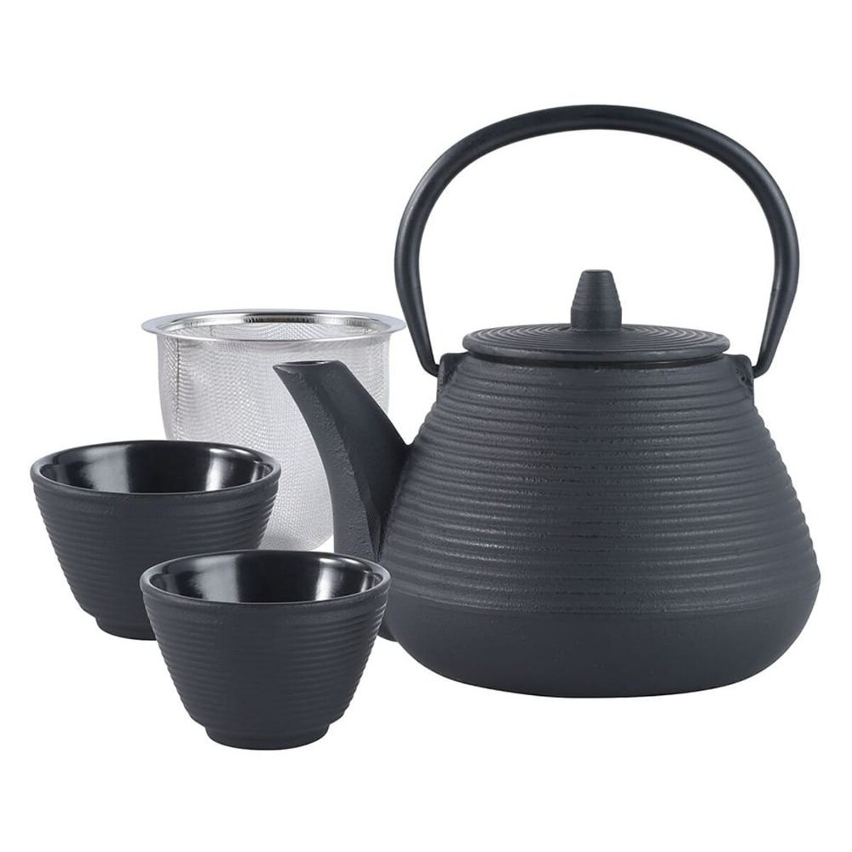 Czajniczek żeliwny Zaparzacz do herbaty 1.0L zestaw z żeliwnymi filiżankami czarkami KINGHOFF