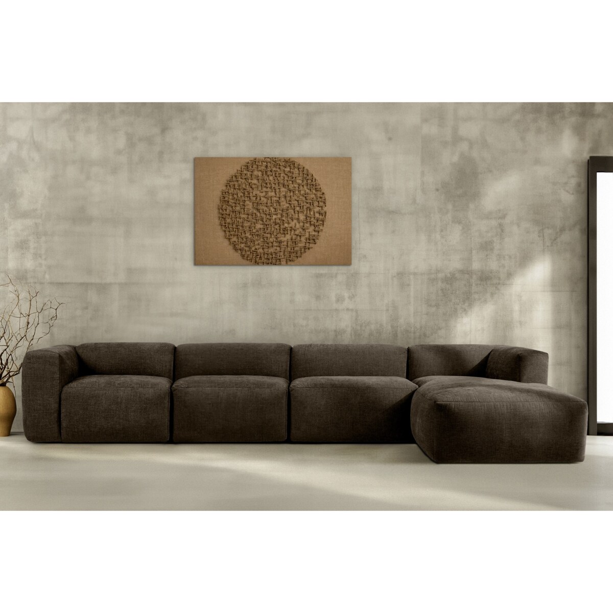 KONSIMO BUFFO Sofa narożna prawa 6-osobowa z wyjątkowo miękkim siedziskiem, kolor brązowy