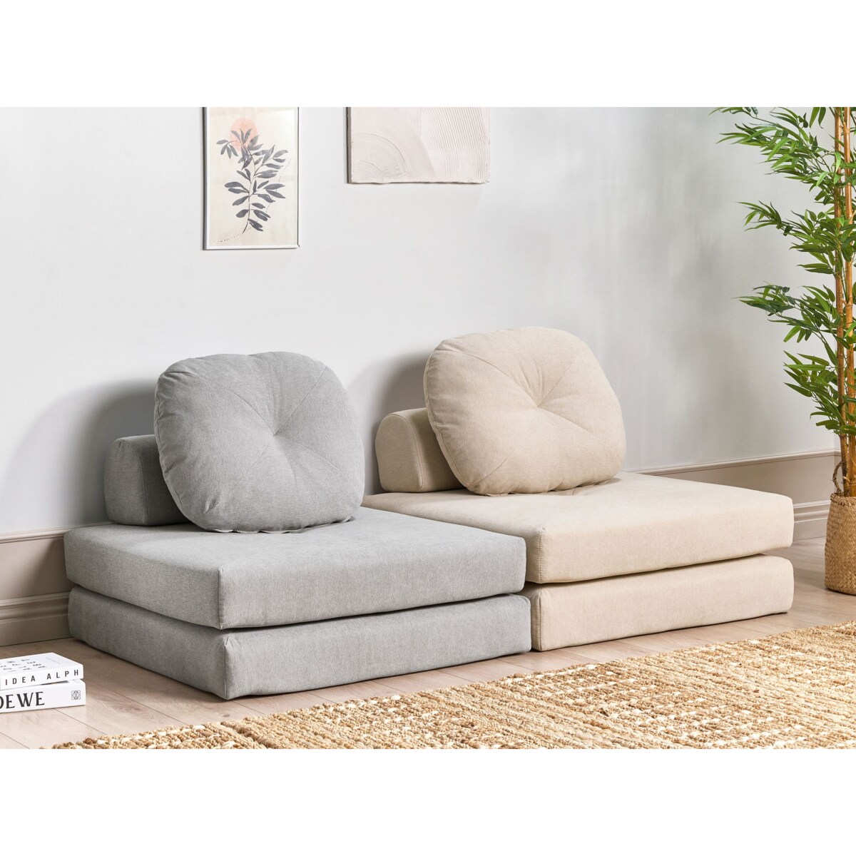 Sofa rozkładana jednoosobowa jasnoszara OLDEN