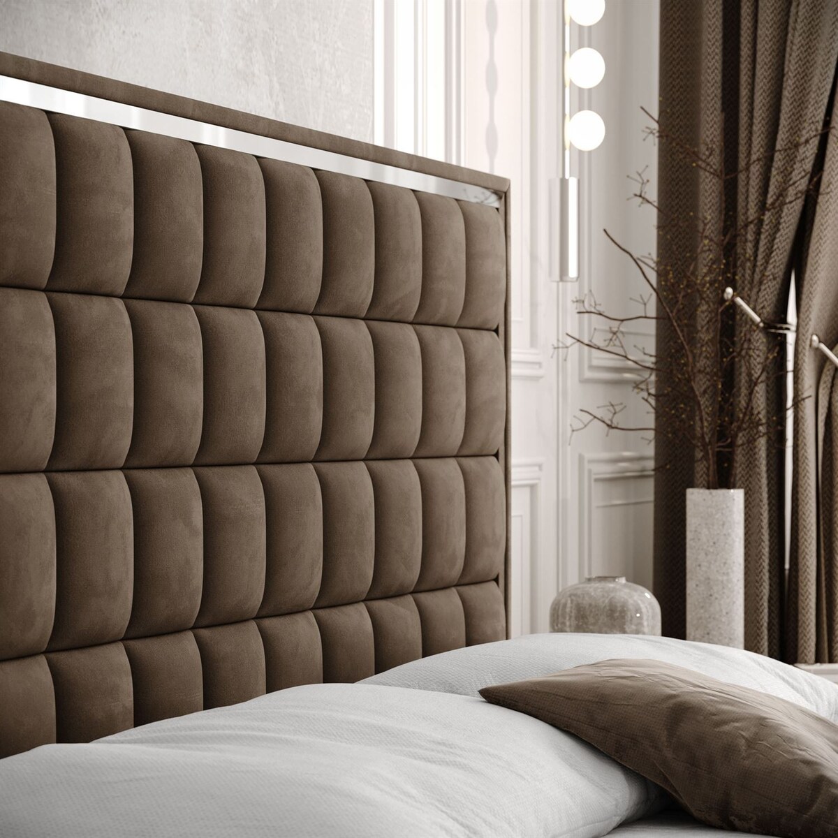 Łóżko kontynentalne ISADORA SILVER, pojemnik na pościel, 160x200, RV 196, topper