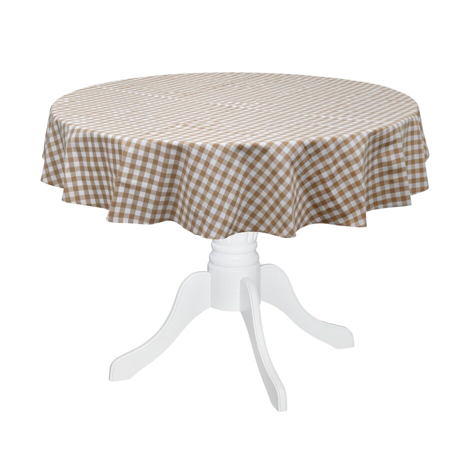 Obrus Beige Gingham okrągły - Średnica ok. ⌀ 210 cm - idealny dla 8 osób