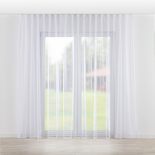 Firana na haczykach flex podwójnych 300x265 biały ze wzorem