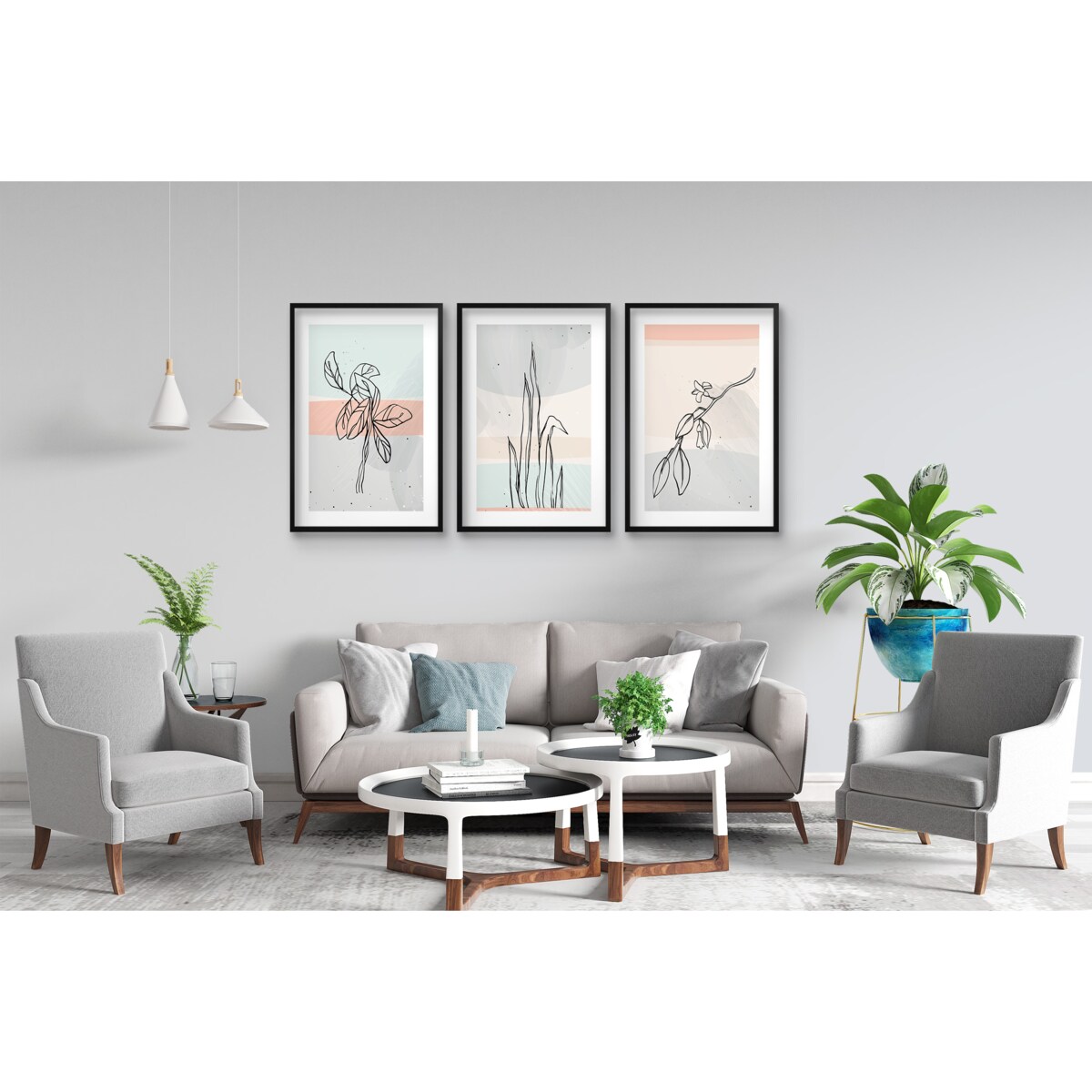Nowoczesne Pastelowe Plakaty Obrazy ścienne do sypialni salonu Line Art