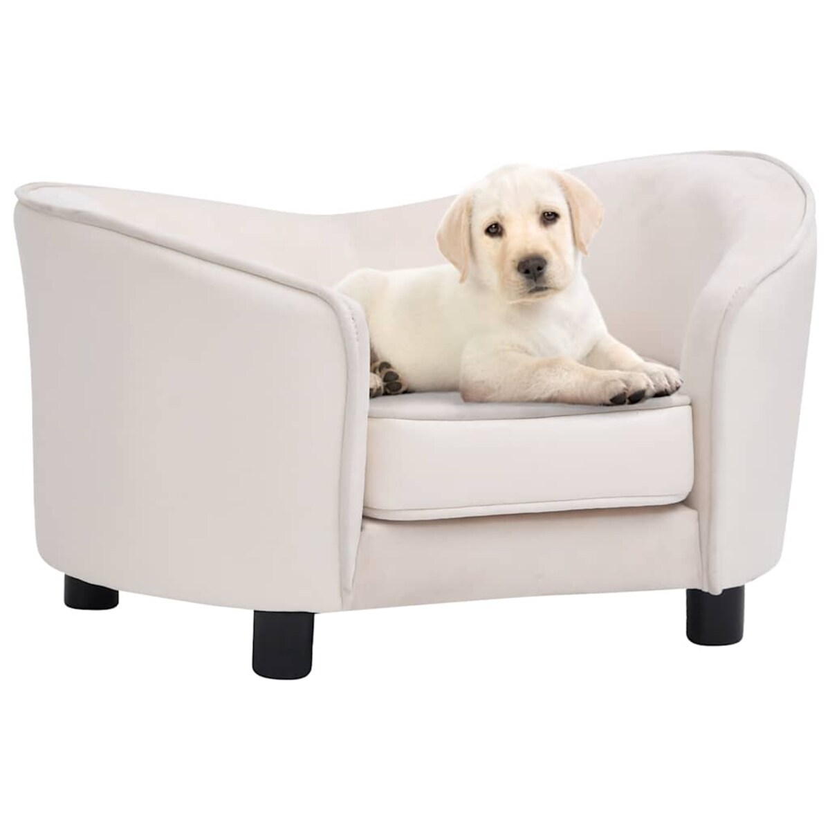vidaXL Sofa dla psa, kremowa, 69x49x40 cm, plusz i sztuczna skóra
