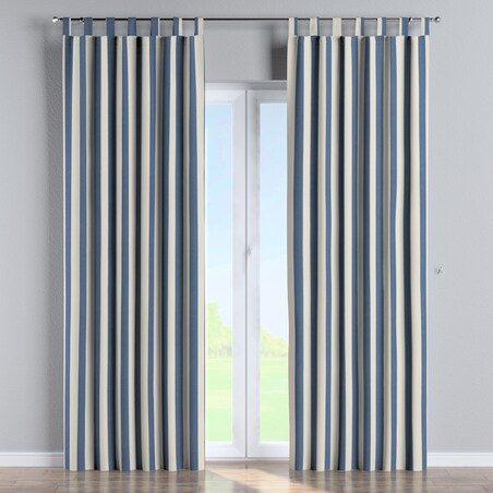 Zasłona na szelkach 1 szt. 130x245 niebiesko-białe pionowe pasy (5,5cm)