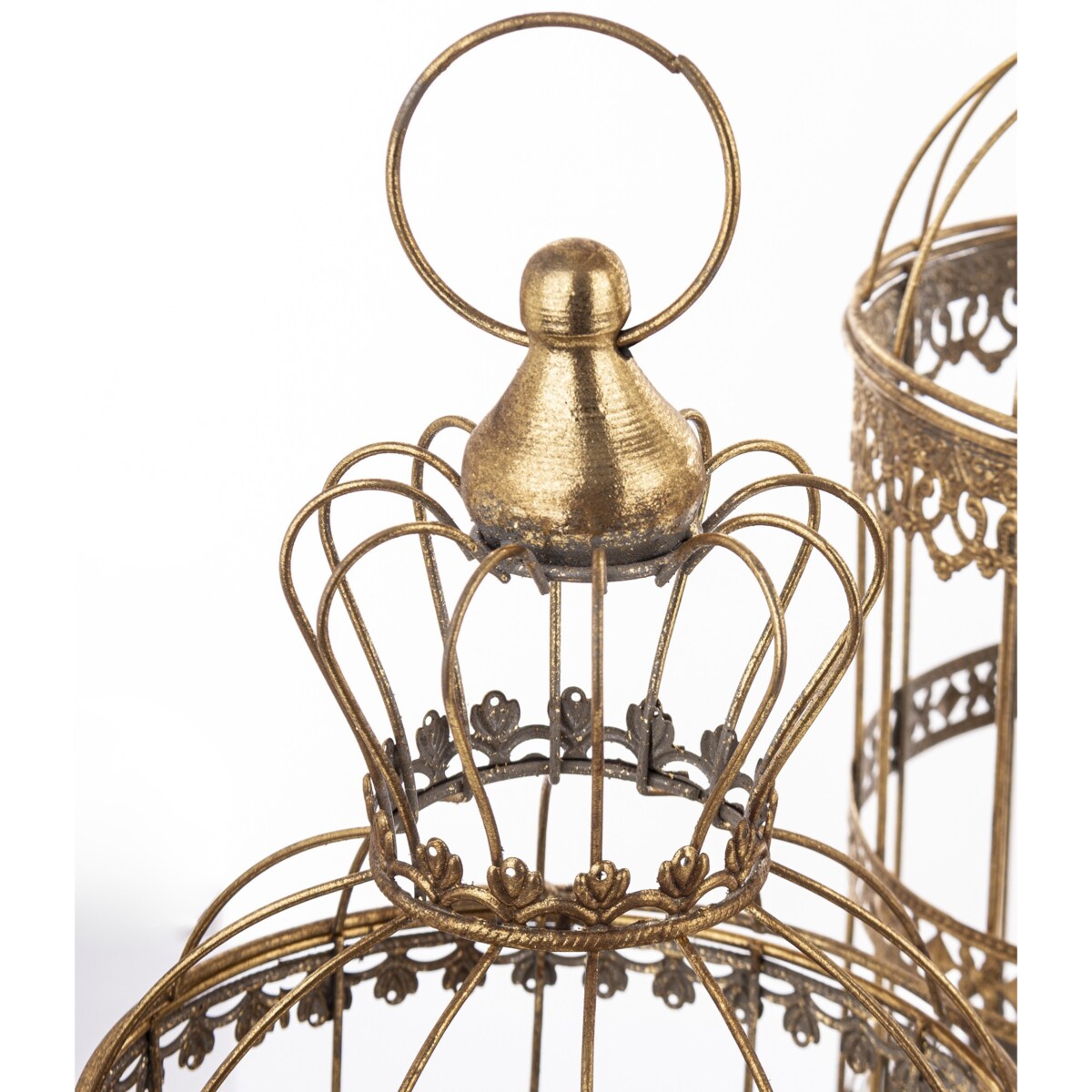 Klatki dekoracyjne metalowe 3 sztuki 47x19x19 i 53x23x23 i 72x26x26 cm złote