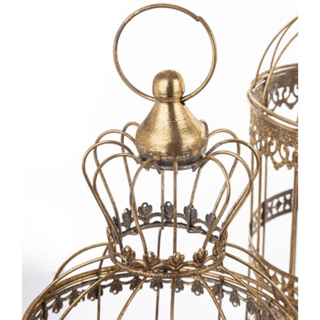 Klatki dekoracyjne metalowe 3 sztuki 47x19x19 i 53x23x23 i 72x26x26 cm złote