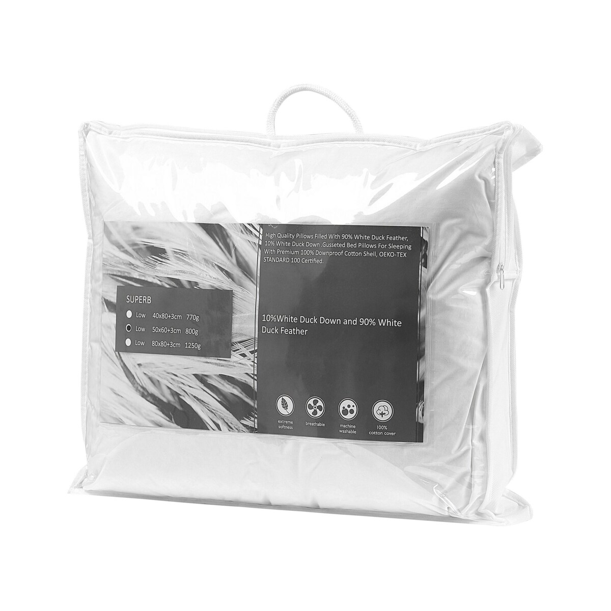 Zestaw 2 poduszek z pierza i puchu niskich 50 x 60 cm KARIJANG