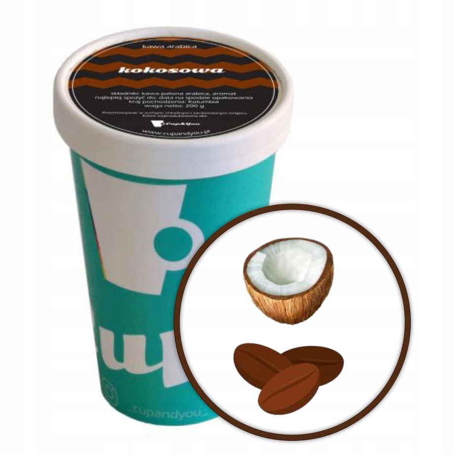 Kawa aromatyzowana o smaku KOKOSOWYM ziarnista ARABICA Cup&You 200g premium - kawa smakowa deserowa