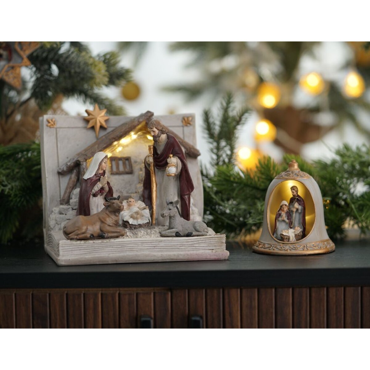 VILLA ITALIA Szopka bożonarodzeniowa LED Dzwonek 9 cm HOLY FAMILY