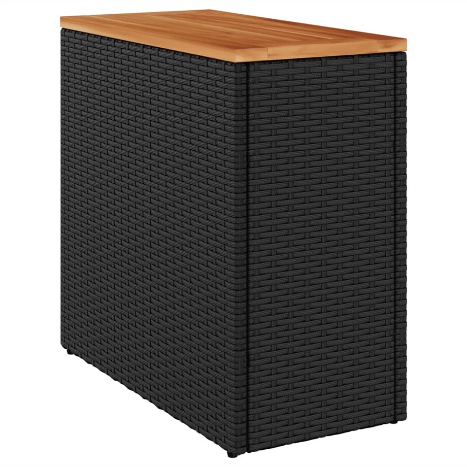 vidaXL Stolik ogrodowy z drewnianym blatem, czarny, 58x27,5x55 cm