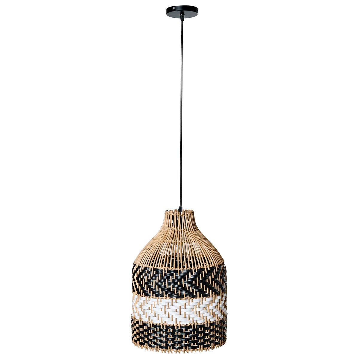 Lampa wisząca TURABO Rattan Czarny/ biały