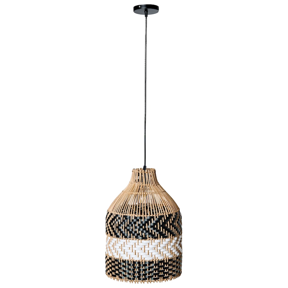 Lampa wisząca TURABO Rattan Czarny/ biały